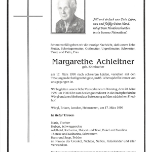 Achleitner Margarethe Geb. Krimbacher G